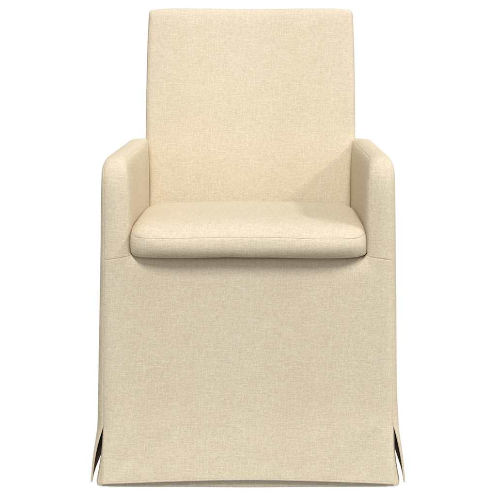 Eettafelstoelen 2 pcs Crème 57 x 67 x 95 cm Stof is nu te koop bij PeponiXL, paradijselijk wonen!