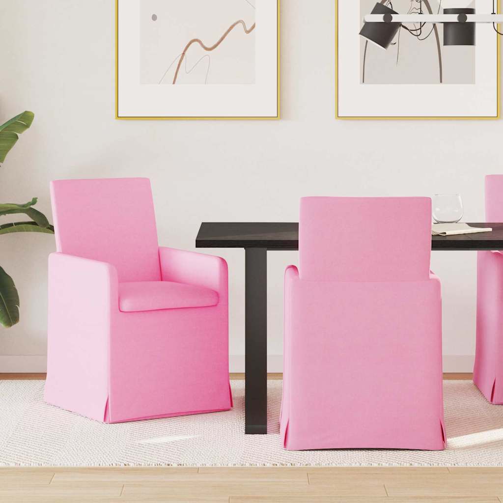 Eettafelstoelen 2 pcs Roze 57 x 67 x 95 cm Stof is nu te koop bij PeponiXL, paradijselijk wonen!