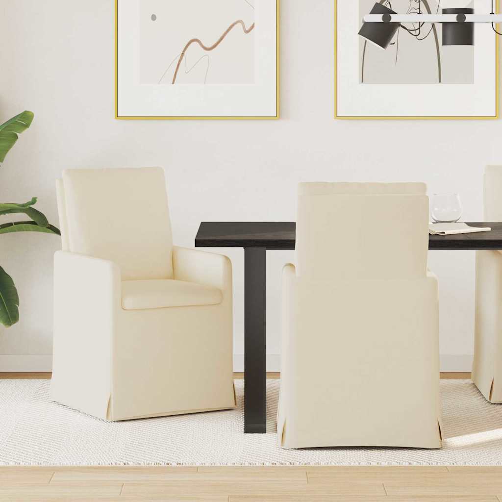 Eettafelstoelen 2 pcs Beige 57 x 67 x 98 cm Linnen is nu te koop bij PeponiXL, paradijselijk wonen!