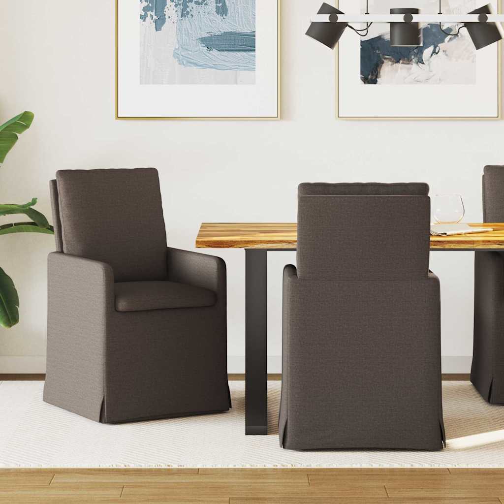 Eettafelstoelen 2 pcs Donkergrijs 57 x 67 x 98 cm Linnen is nu te koop bij PeponiXL, paradijselijk wonen!