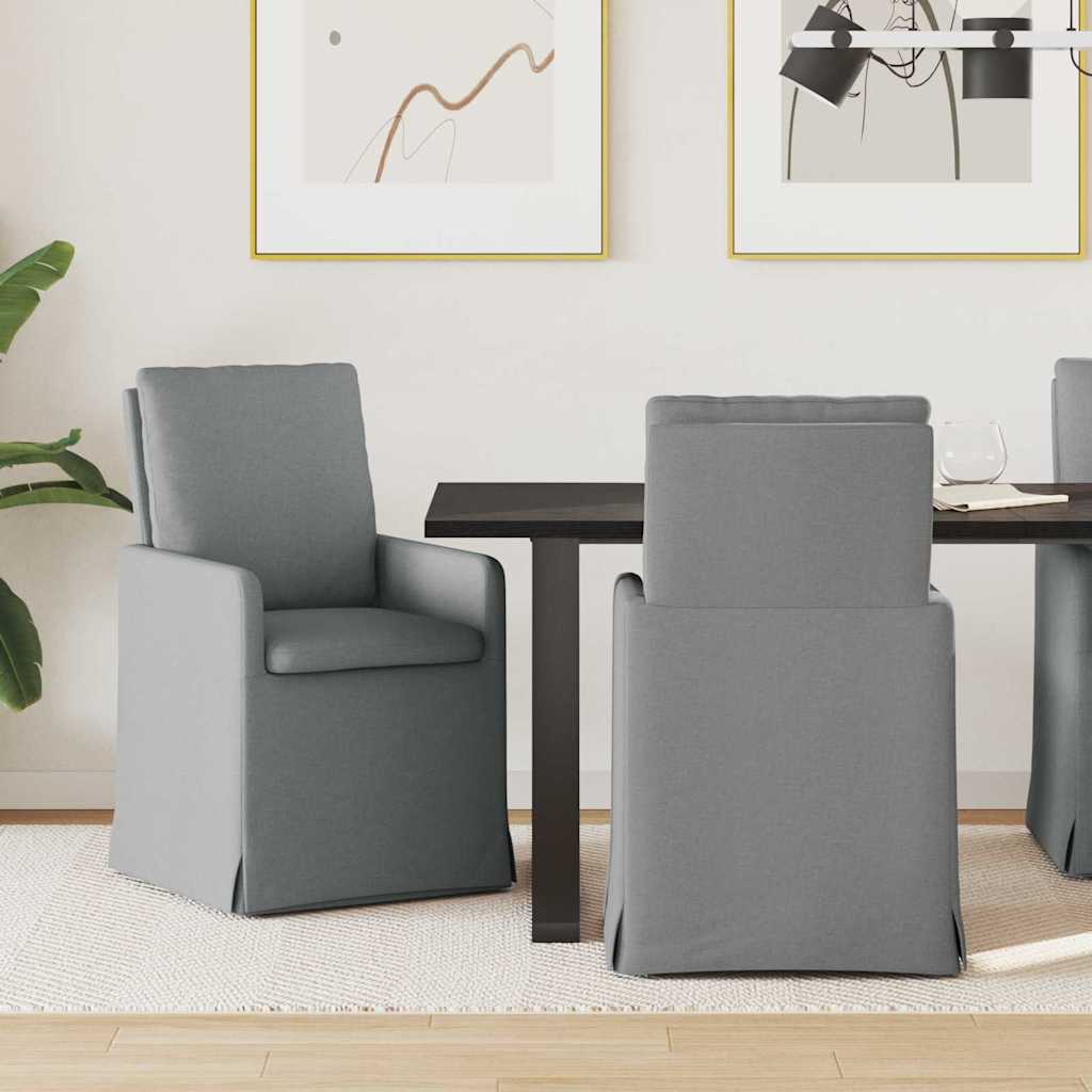 Eettafelstoelen 2 pcs Lichtgrijs 57 x 67 x 98 cm Stof is nu te koop bij PeponiXL, paradijselijk wonen!