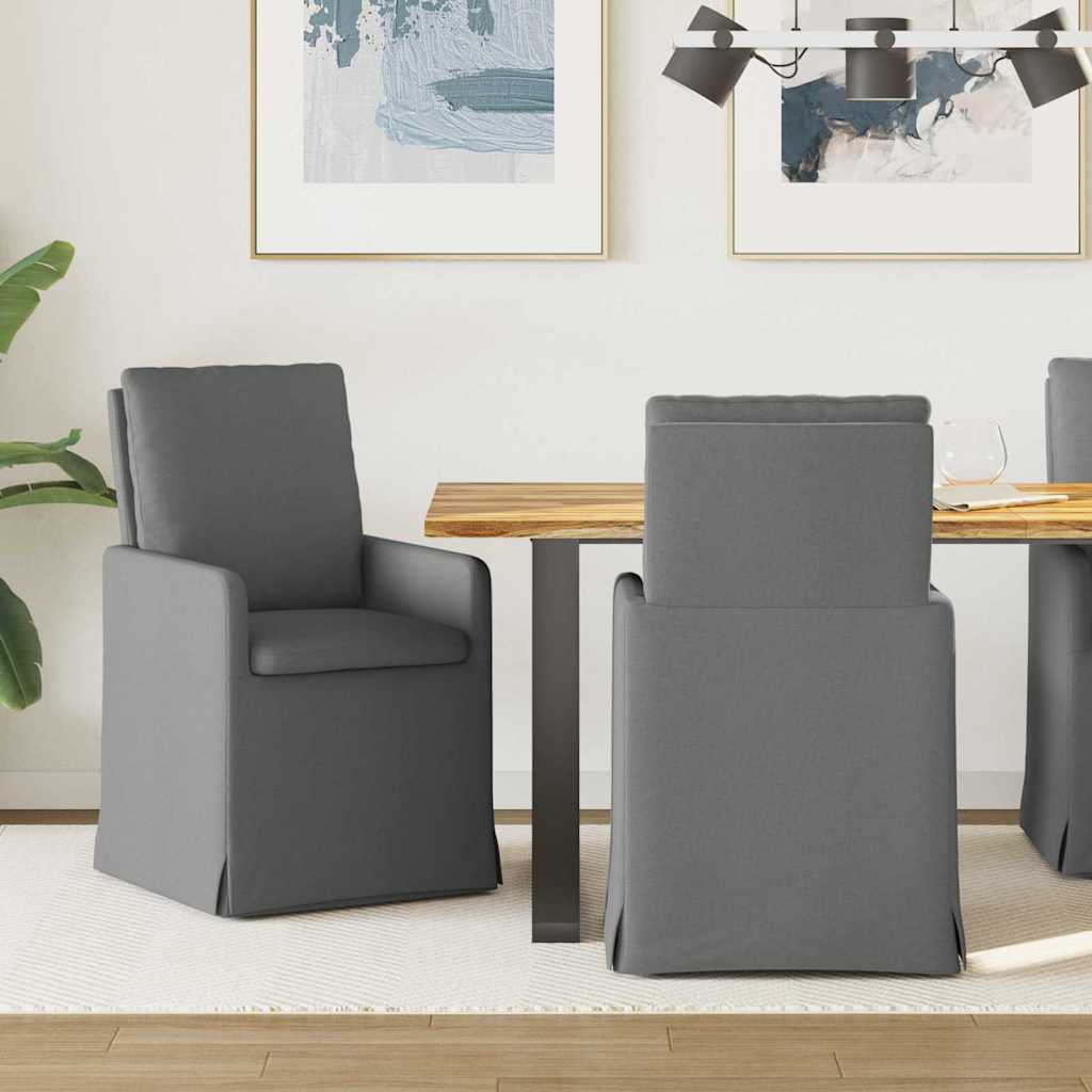 Eettafelstoelen 2 pcs Donkergrijs 57 x 67 x 98 cm Stof is nu te koop bij PeponiXL, paradijselijk wonen!