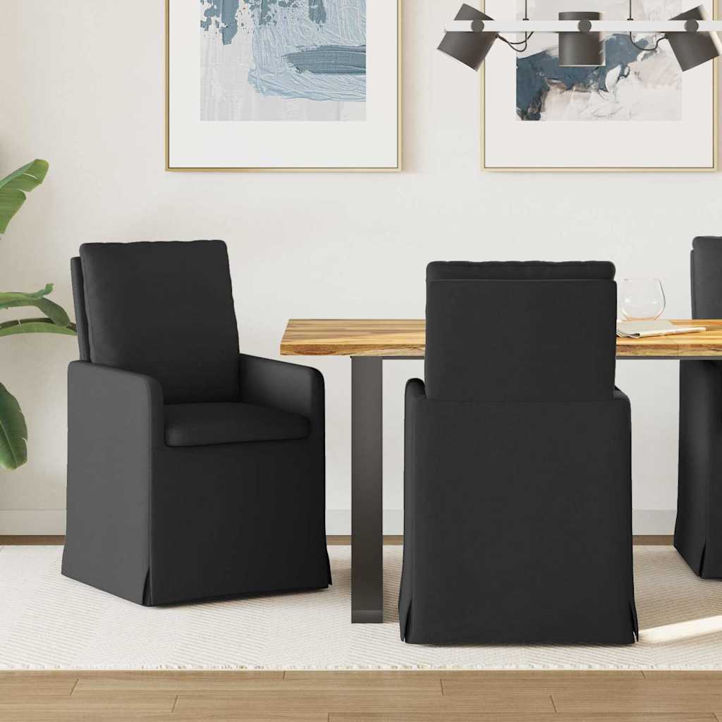 Eettafelstoelen 2 pcs Zwart 57 x 67 x 98 cm Stof is nu te koop bij PeponiXL, paradijselijk wonen!