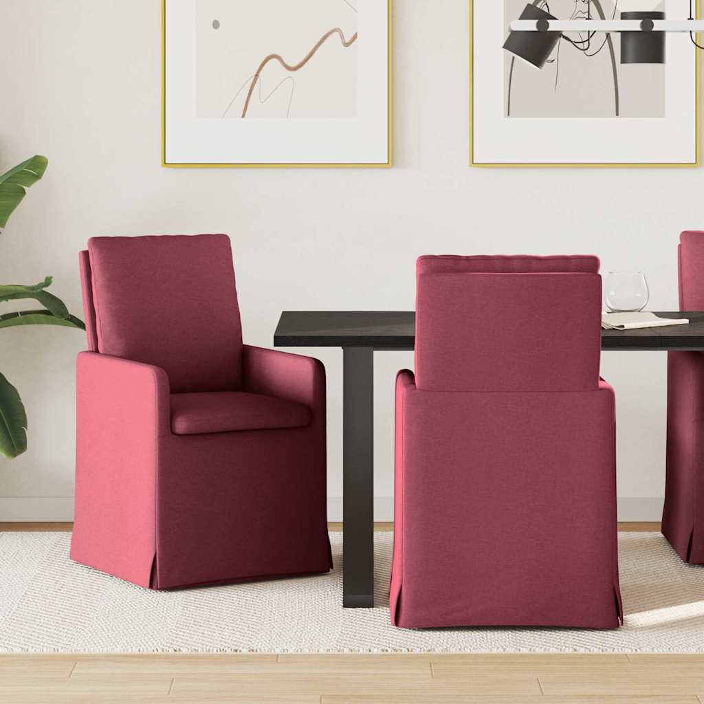 Eettafelstoelen 2 pcs Wijnrood 57 x 67 x 98 cm Stof is nu te koop bij PeponiXL, paradijselijk wonen!