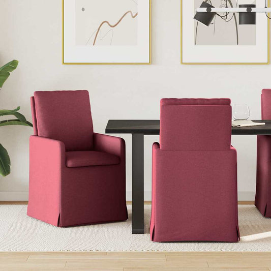 Eettafelstoelen 2 pcs Wijnrood 57 x 67 x 98 cm Stof is nu te koop bij PeponiXL, paradijselijk wonen!