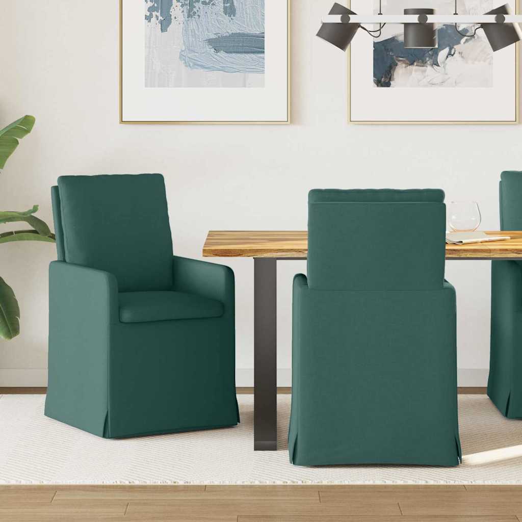 Eettafelstoelen 2 pcs Donkergroen 57 x 67 x 98 cm Stof is nu te koop bij PeponiXL, paradijselijk wonen!