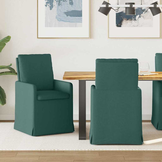 Eettafelstoelen 2 pcs Donkergroen 57 x 67 x 98 cm Stof is nu te koop bij PeponiXL, paradijselijk wonen!