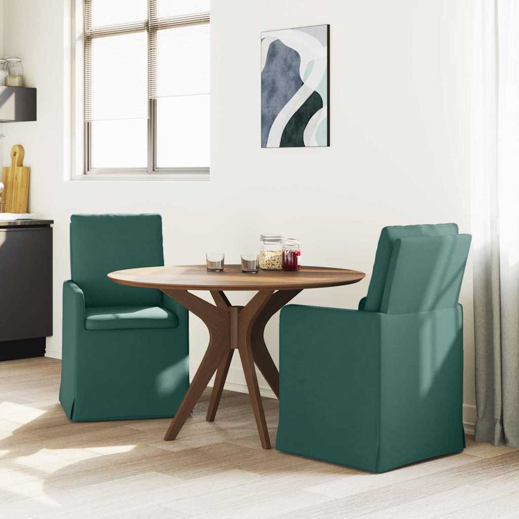 Eettafelstoelen 2 pcs Donkergroen 57 x 67 x 98 cm Stof is nu te koop bij PeponiXL, paradijselijk wonen!