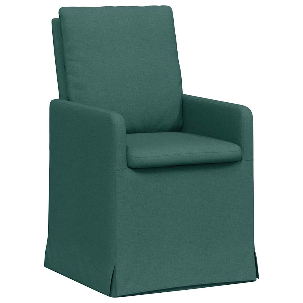 Eettafelstoelen 2 pcs Donkergroen 57 x 67 x 98 cm Stof is nu te koop bij PeponiXL, paradijselijk wonen!