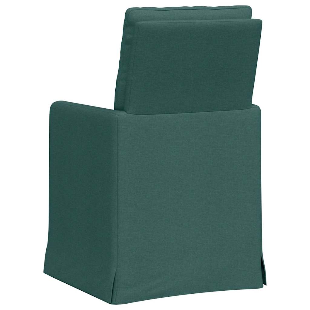 Eettafelstoelen 2 pcs Donkergroen 57 x 67 x 98 cm Stof is nu te koop bij PeponiXL, paradijselijk wonen!