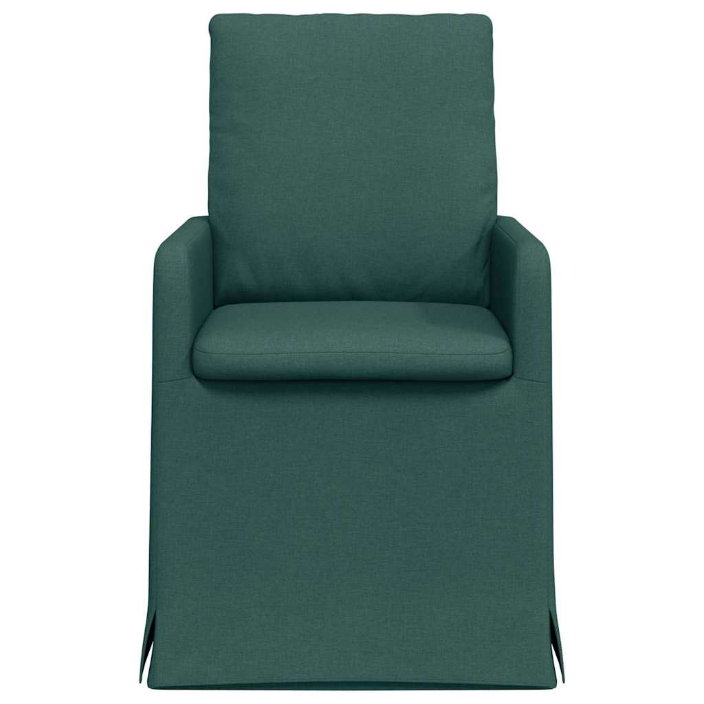 Eettafelstoelen 2 pcs Donkergroen 57 x 67 x 98 cm Stof is nu te koop bij PeponiXL, paradijselijk wonen!