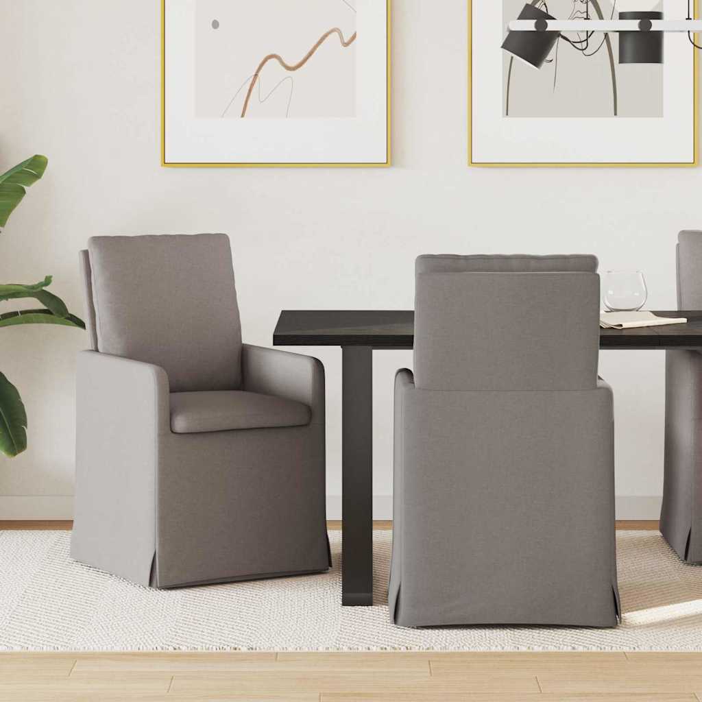 Eettafelstoelen 2 pcs Taupe 57 x 67 x 98 cm Stof is nu te koop bij PeponiXL, paradijselijk wonen!