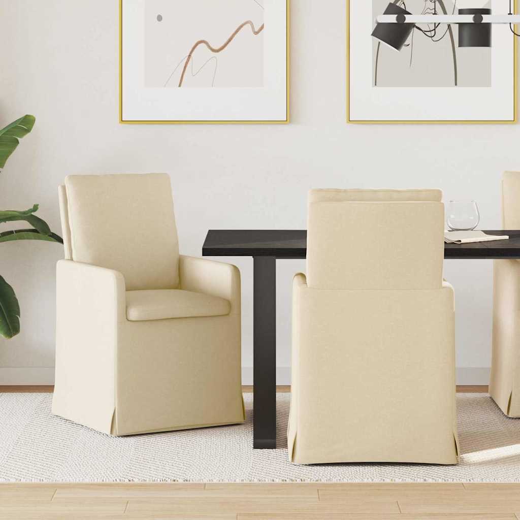Eettafelstoelen 2 pcs Crème 57 x 67 x 98 cm Stof is nu te koop bij PeponiXL, paradijselijk wonen!