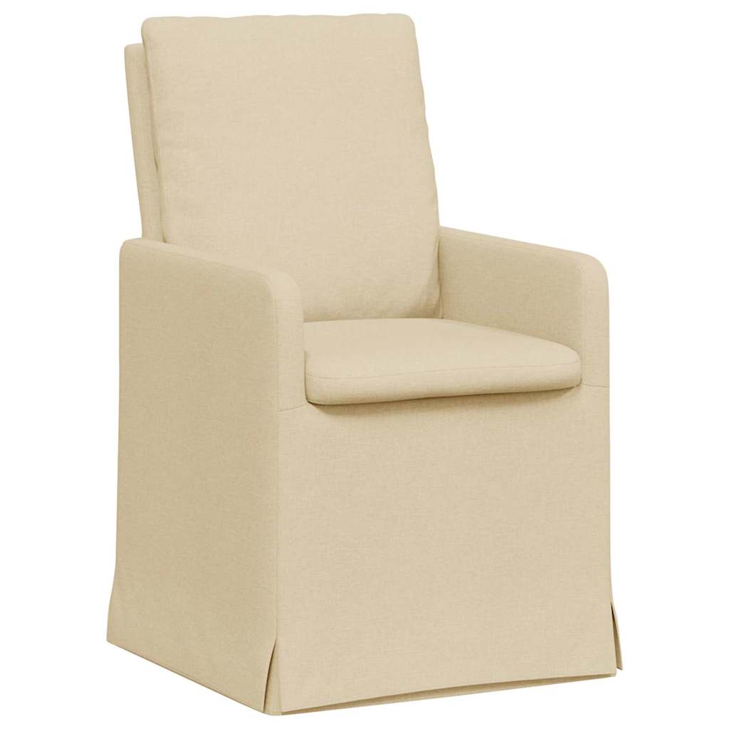 Eettafelstoelen 2 pcs Crème 57 x 67 x 98 cm Stof is nu te koop bij PeponiXL, paradijselijk wonen!
