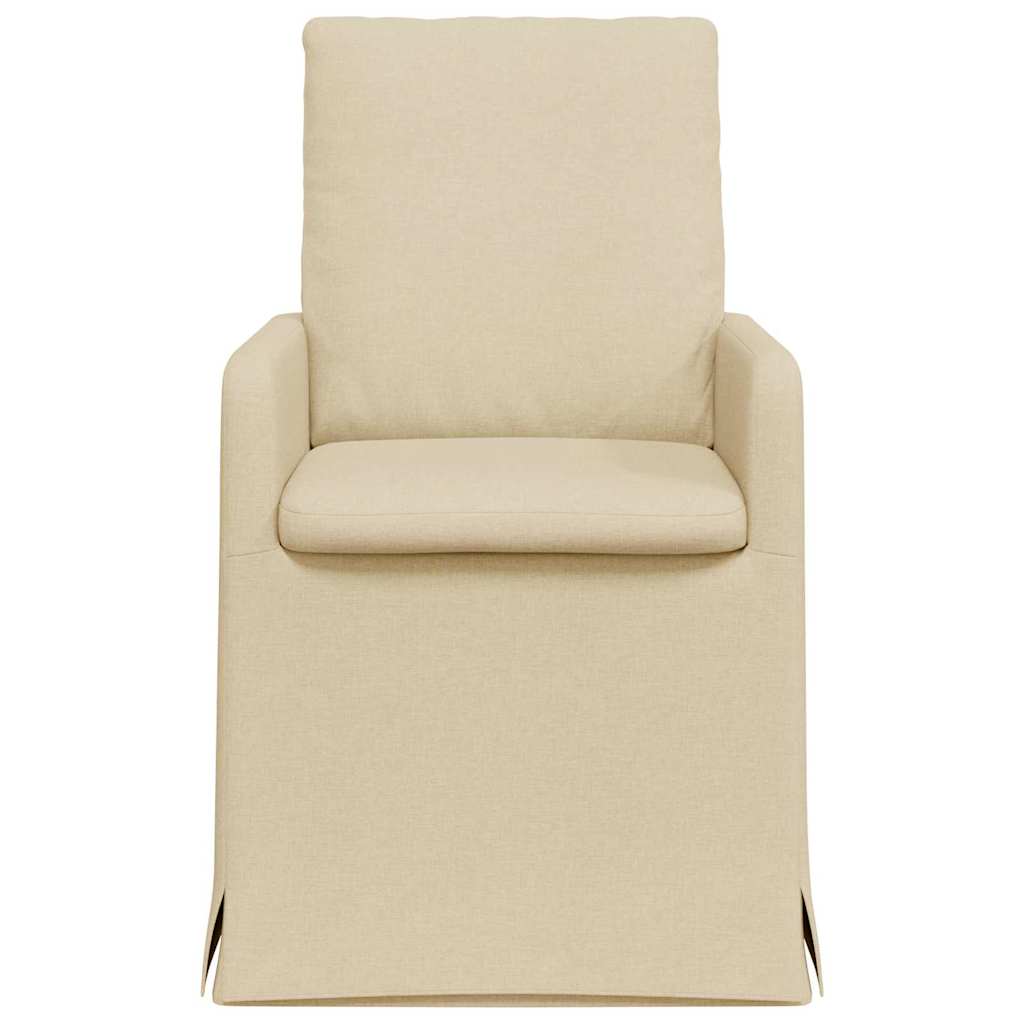 Eettafelstoelen 2 pcs Crème 57 x 67 x 98 cm Stof is nu te koop bij PeponiXL, paradijselijk wonen!