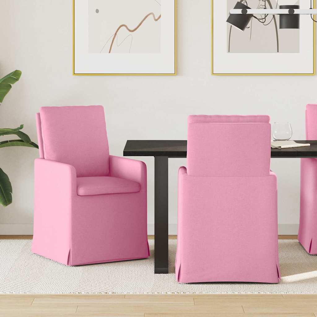 Eettafelstoelen 2 pcs Roze 57 x 67 x 98 cm Stof is nu te koop bij PeponiXL, paradijselijk wonen!