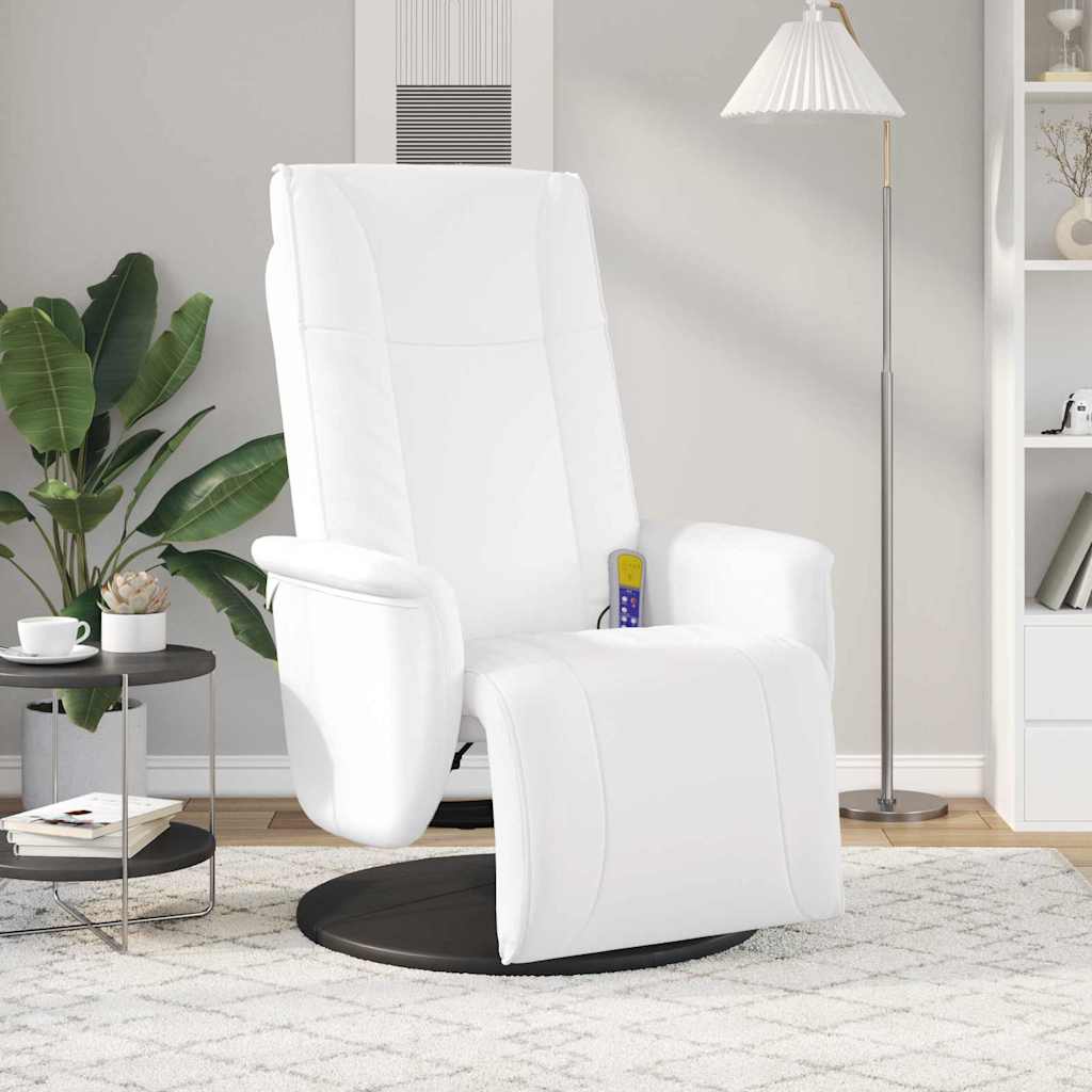 Massage Recliner Stoel Wit 71 x 90 x 105 cm Nep Leer is nu te koop bij PeponiXL, paradijselijk wonen!