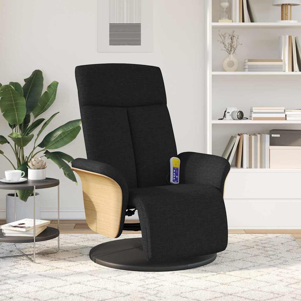 Massage Recliner Stoel Zwart 79 x 87 x 104.5 cm Stof is nu te koop bij PeponiXL, paradijselijk wonen!