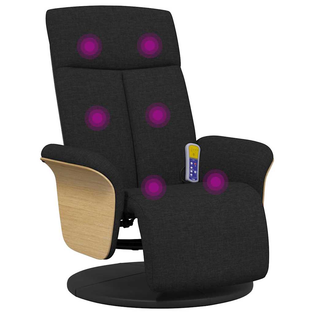 Massage Recliner Stoel Zwart 79 x 87 x 104.5 cm Stof is nu te koop bij PeponiXL, paradijselijk wonen!