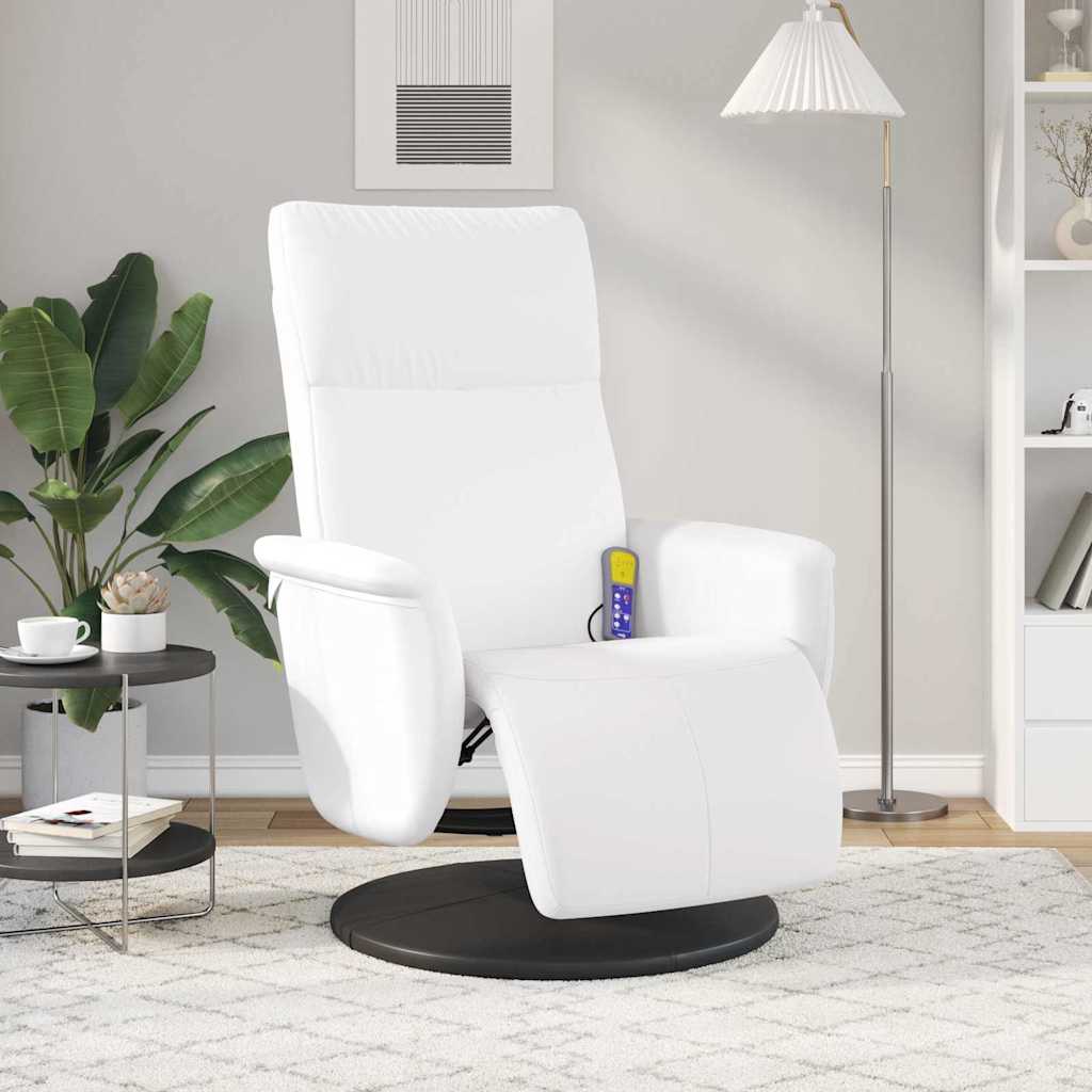 Massage Recliner Stoel Wit 71 x 90 x 105 cm Nep Leer is nu te koop bij PeponiXL, paradijselijk wonen!