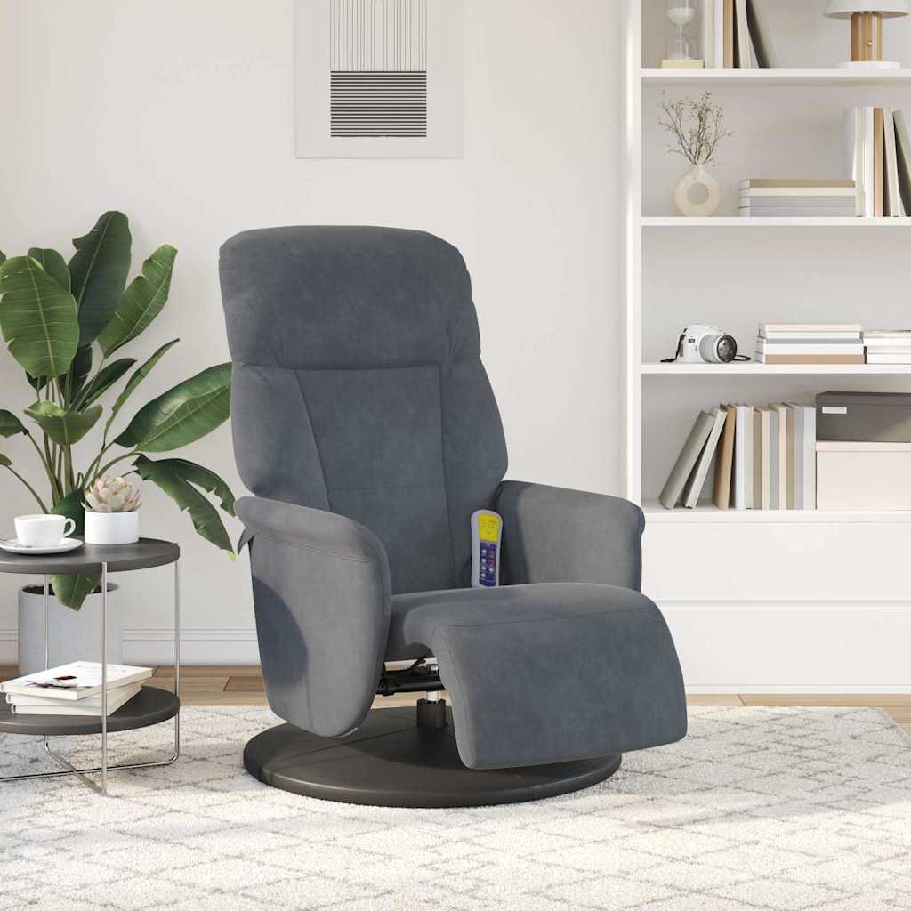 Massage Recliner Stoel Donkergrijs 91 x 71 x 105.5 cm Fluweel is nu te koop bij PeponiXL, paradijselijk wonen!