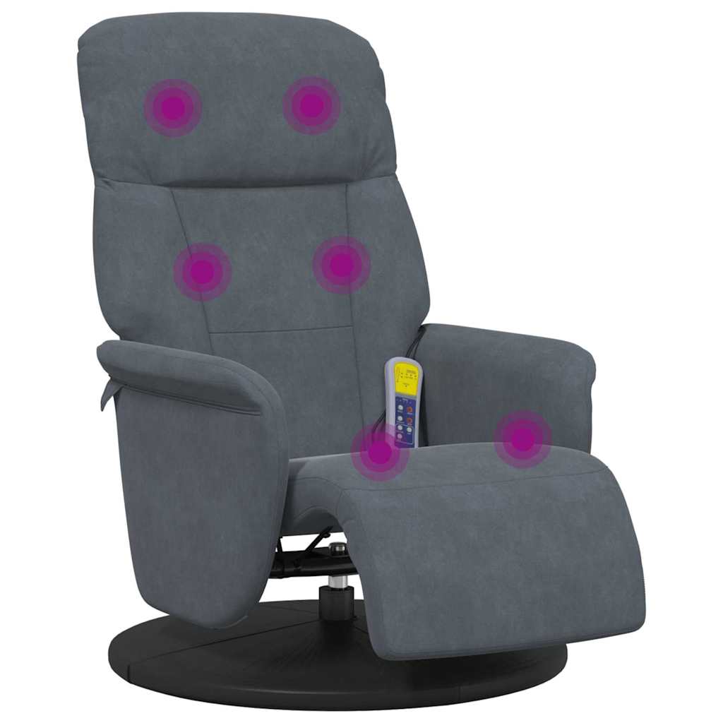 Massage Recliner Stoel Donkergrijs 91 x 71 x 105.5 cm Fluweel is nu te koop bij PeponiXL, paradijselijk wonen!