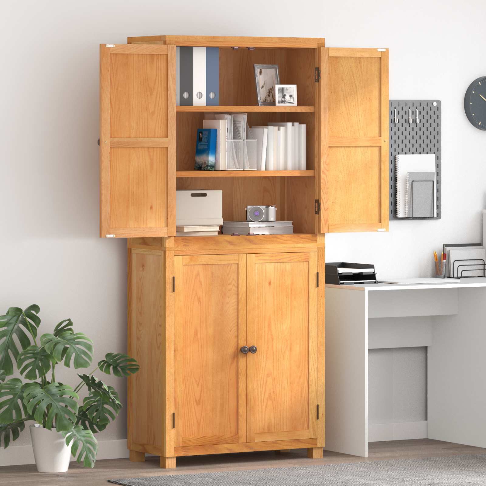 Opslagmeubel Set met opslag met de deur Bruin Bewerkt hout is nu te koop bij PeponiXL, paradijselijk wonen!