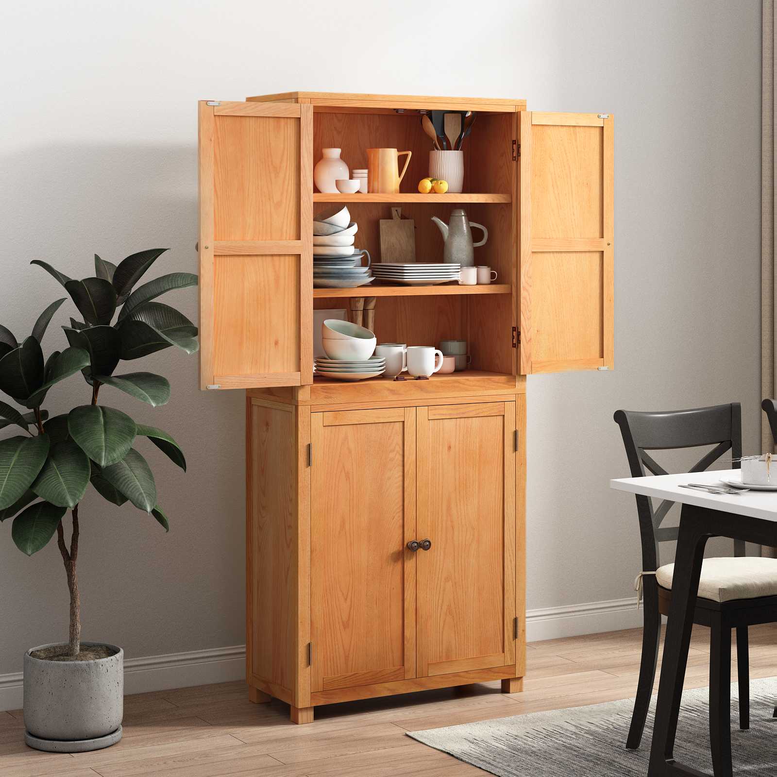 Opslagmeubel Set met opslag met de deur Bruin Bewerkt hout is nu te koop bij PeponiXL, paradijselijk wonen!
