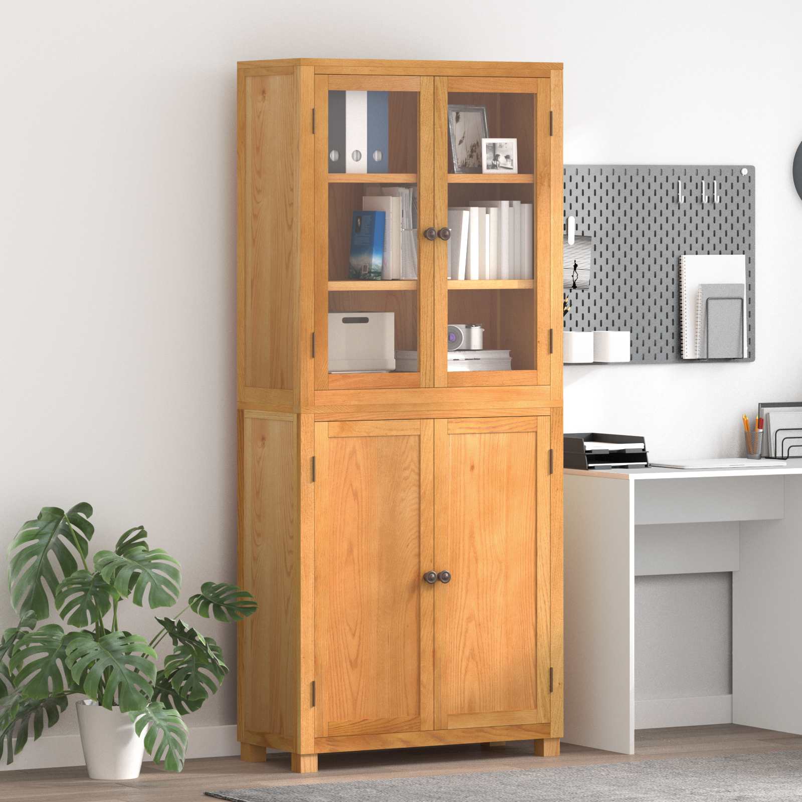 Opslagmeubel Set met plank 2 pcs Naturel Engineered wood en eik is nu te koop bij PeponiXL, paradijselijk wonen!