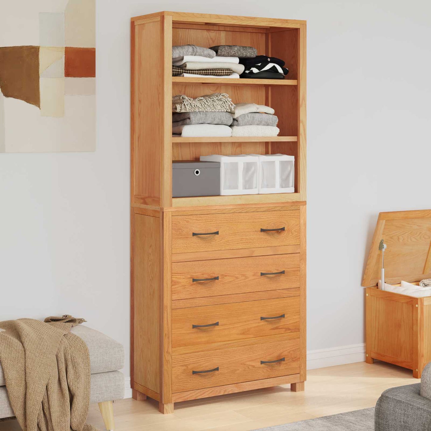Opslagmeubel Set met lade met opslag Bruin Bewerkt hout is nu te koop bij PeponiXL, paradijselijk wonen!