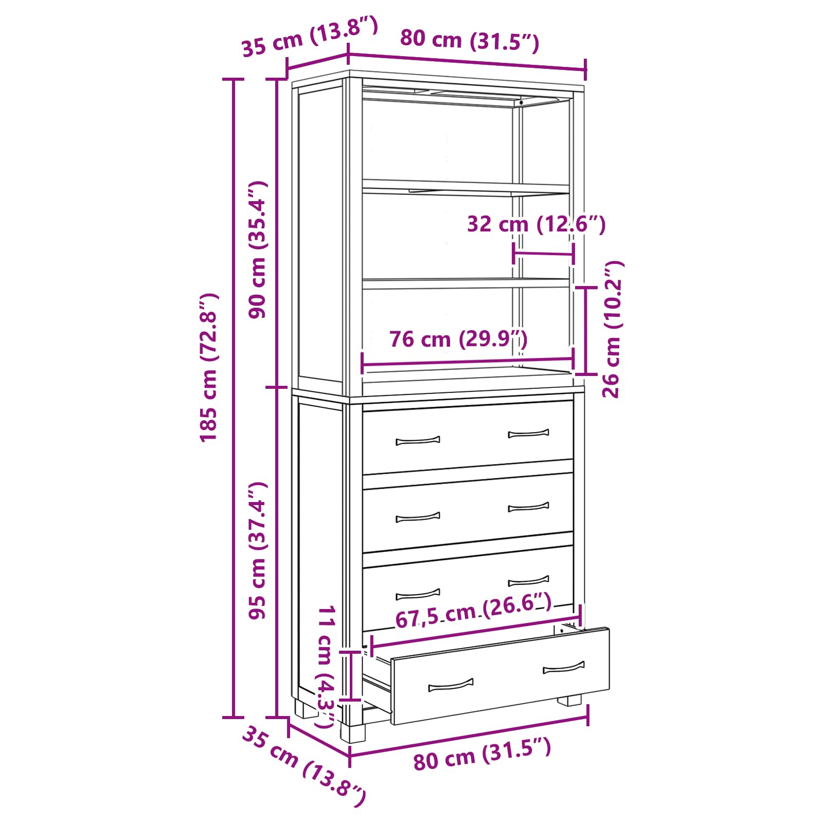 Opslagmeubel Set met lade met opslag Bruin Bewerkt hout is nu te koop bij PeponiXL, paradijselijk wonen!