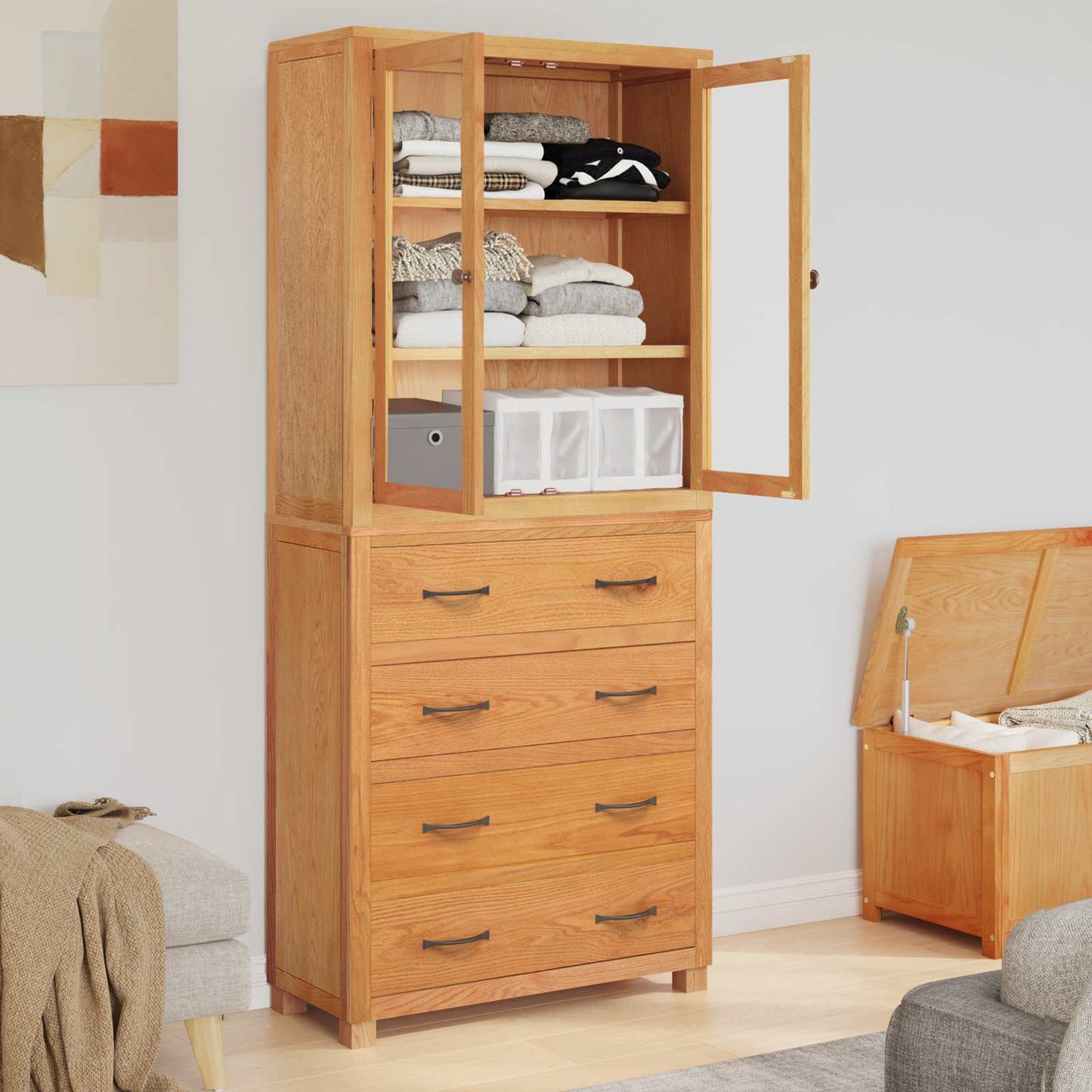 Opslagmeubel Set met lade met opslag Bruin Bewerkt hout is nu te koop bij PeponiXL, paradijselijk wonen!