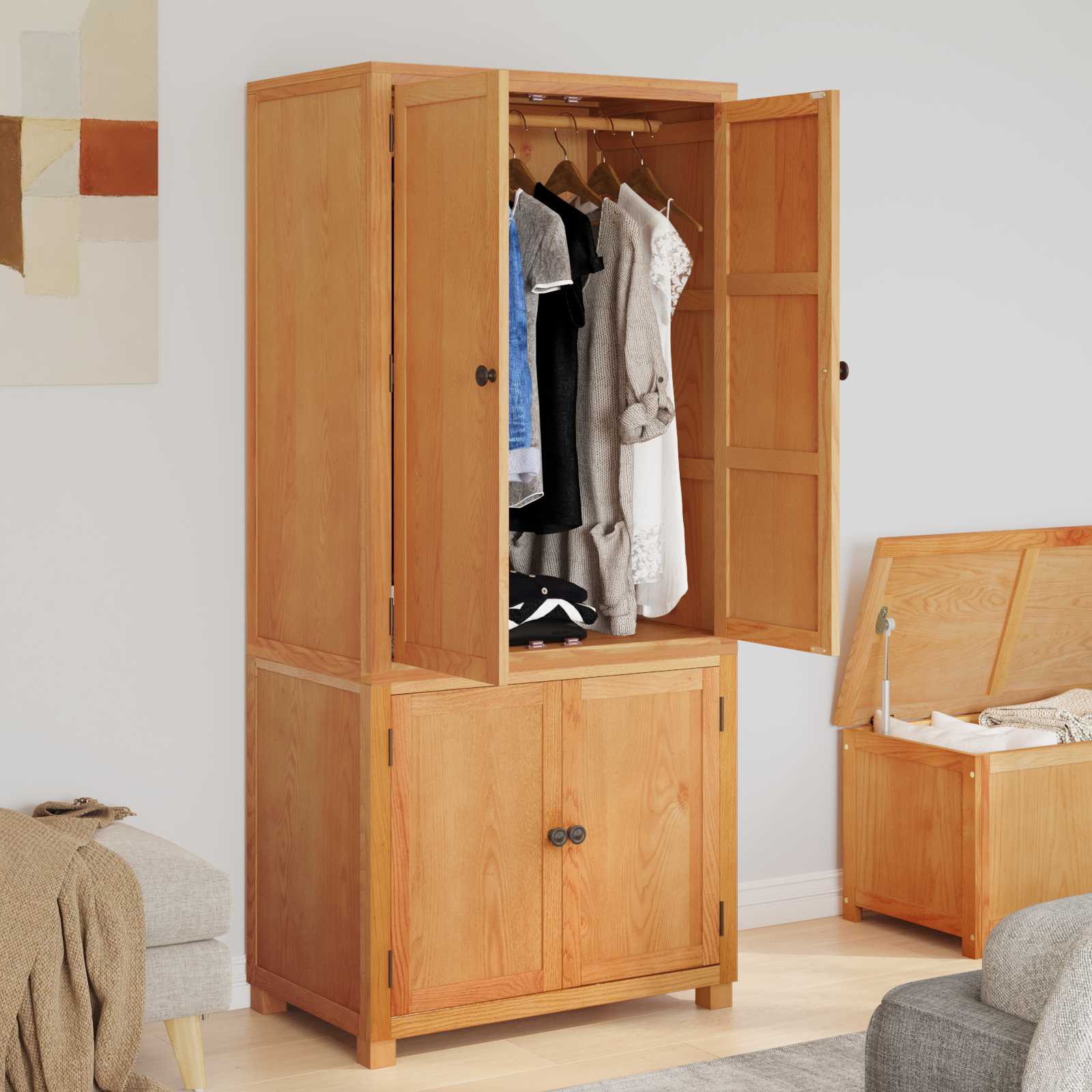 Opslagmeubel Set met opslag met de deur Bruin Bewerkt hout is nu te koop bij PeponiXL, paradijselijk wonen!