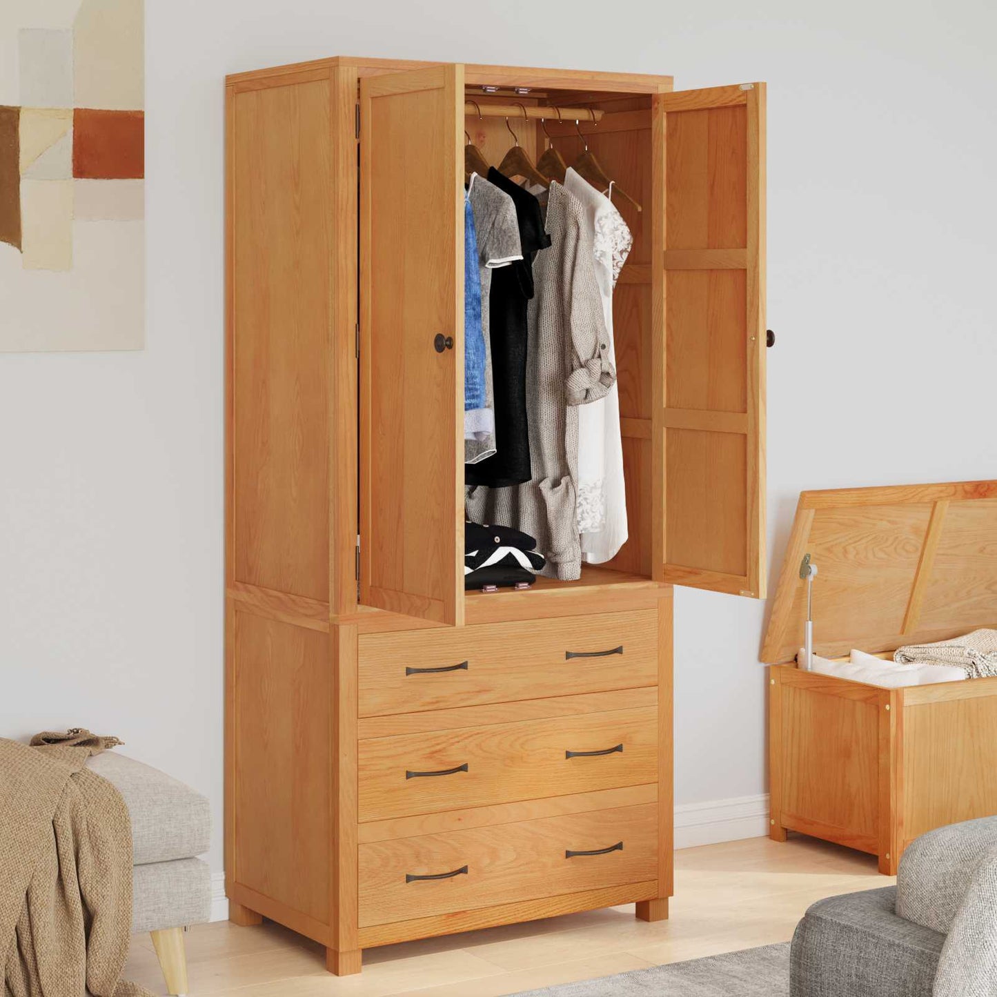 Opslagmeubel Set met lade met opslag Bruin Bewerkt hout is nu te koop bij PeponiXL, paradijselijk wonen!