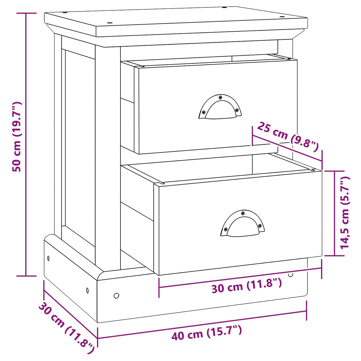 Nachtkastje met lade Naturel 40 x 30 x 50 cm Massief Teakhout is nu te koop bij PeponiXL, paradijselijk wonen!