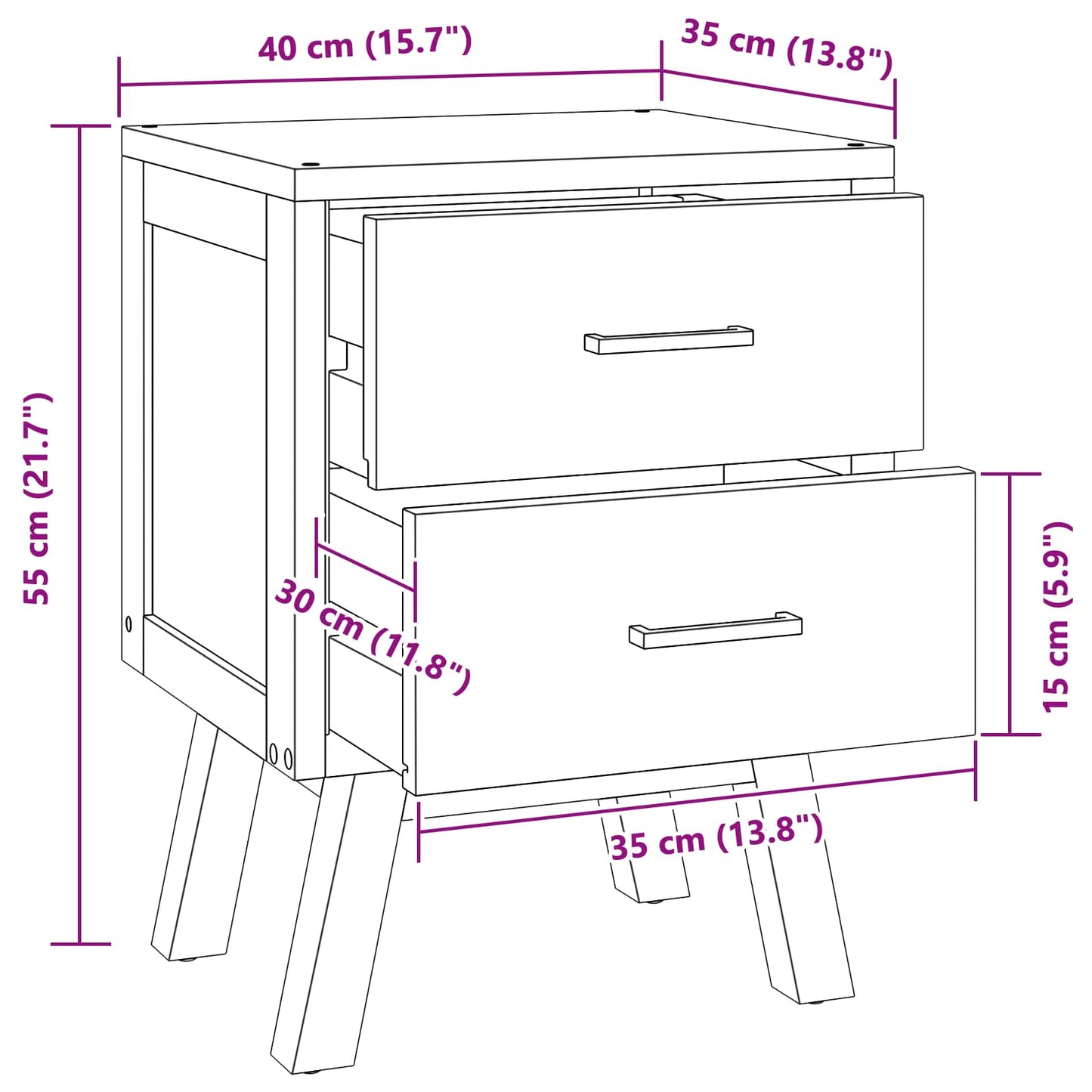 Nachtkastje met lade Naturel 40 x 35 x 55 cm Massief Teakhout is nu te koop bij PeponiXL, paradijselijk wonen!