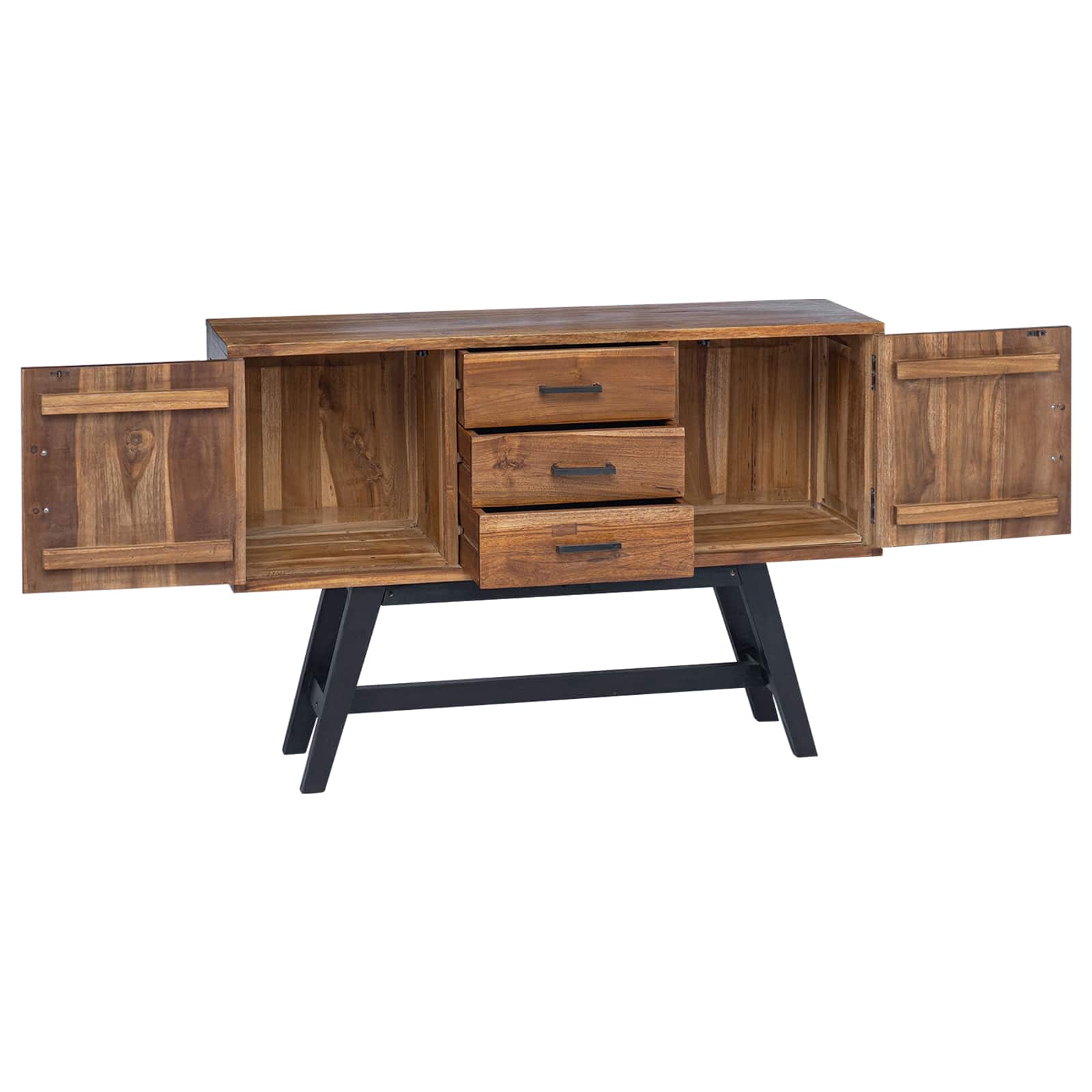TV-standaard met lade Naturel 110 x 30 x 75 cm Massief Teakhout is nu te koop bij PeponiXL, paradijselijk wonen!