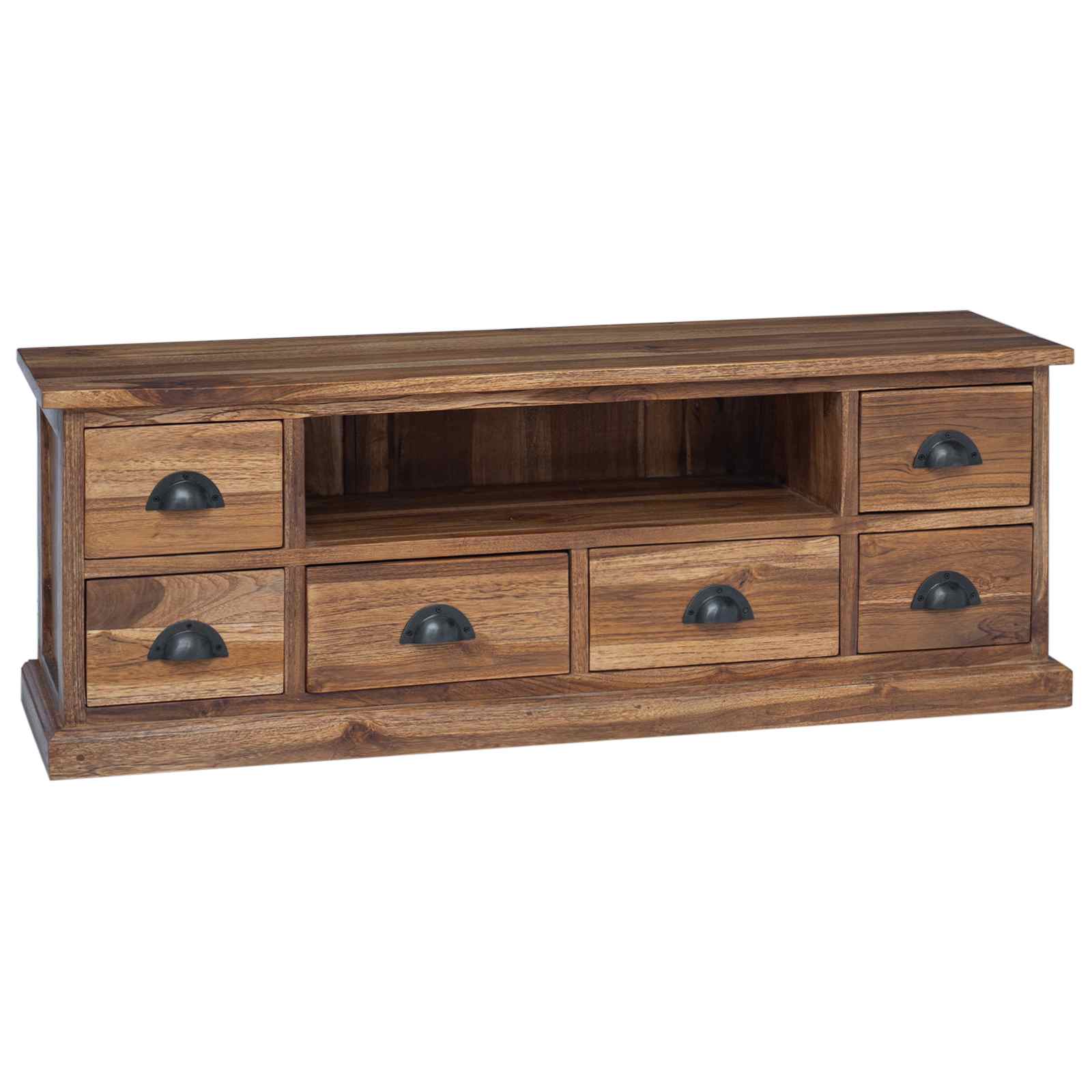 TV-standaard met lade Naturel 110 x 30 x 40 cm Massief Teakhout is nu te koop bij PeponiXL, paradijselijk wonen!