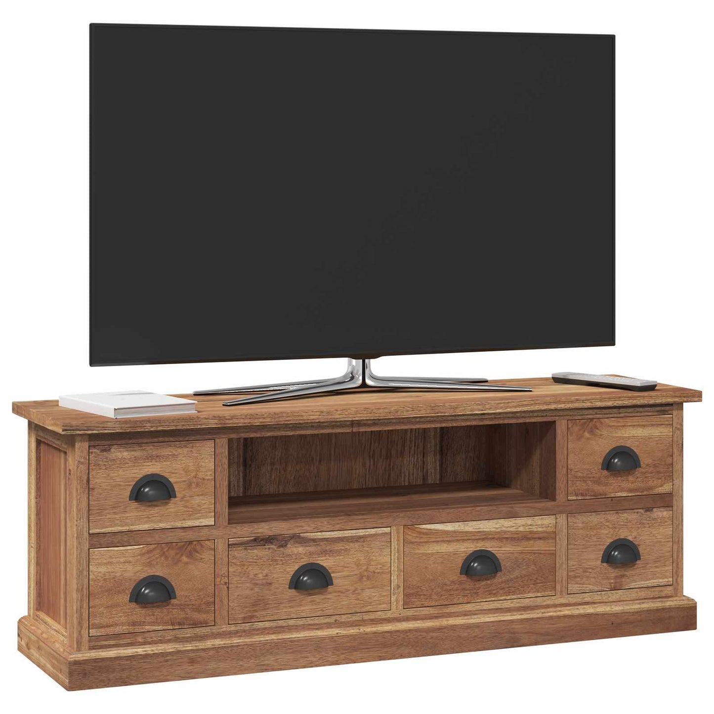 TV-standaard met lade Naturel 110 x 30 x 40 cm Massief Teakhout is nu te koop bij PeponiXL, paradijselijk wonen!