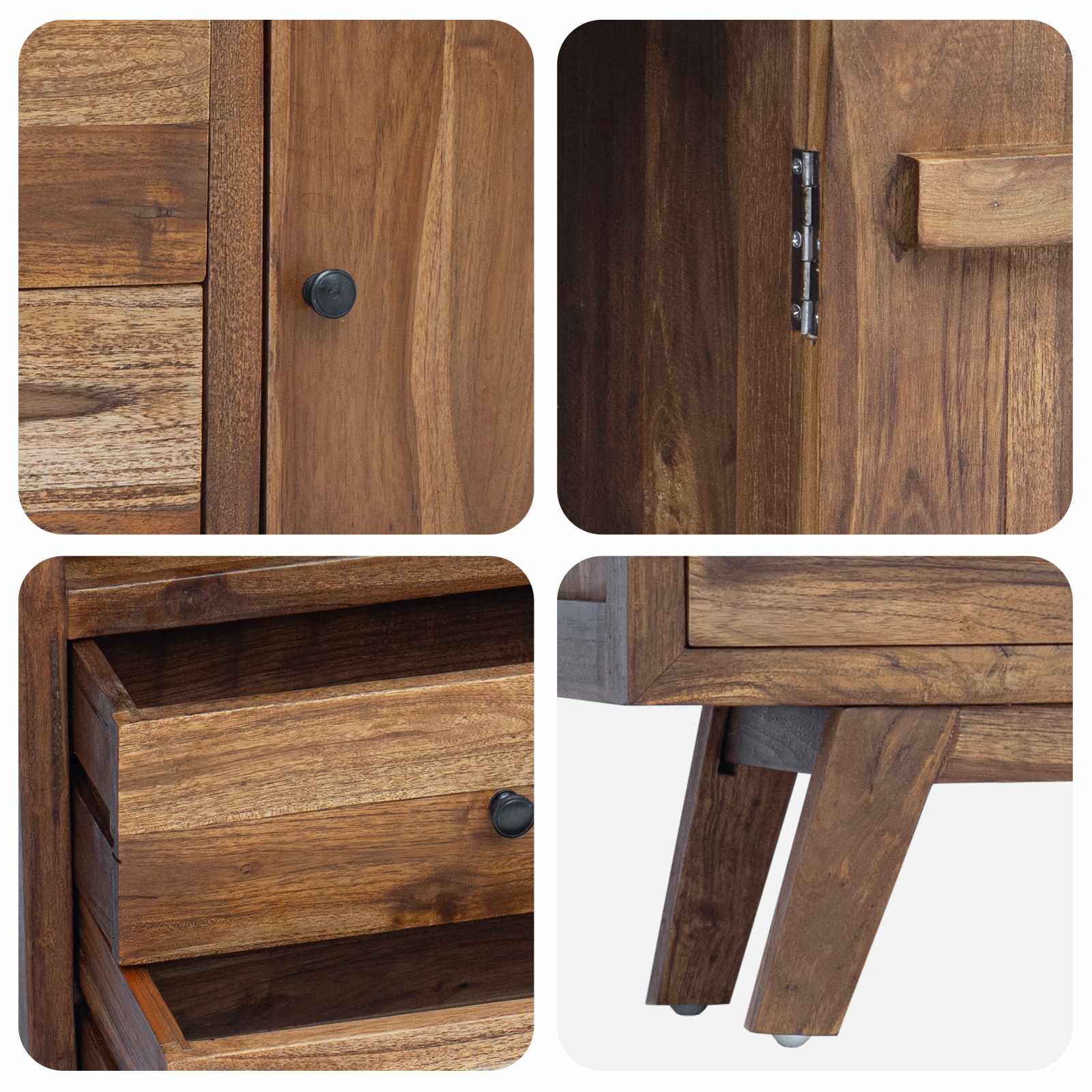 Dressoir met lade Naturel 100 x 30 x 68 cm Massief Teakhout is nu te koop bij PeponiXL, paradijselijk wonen!