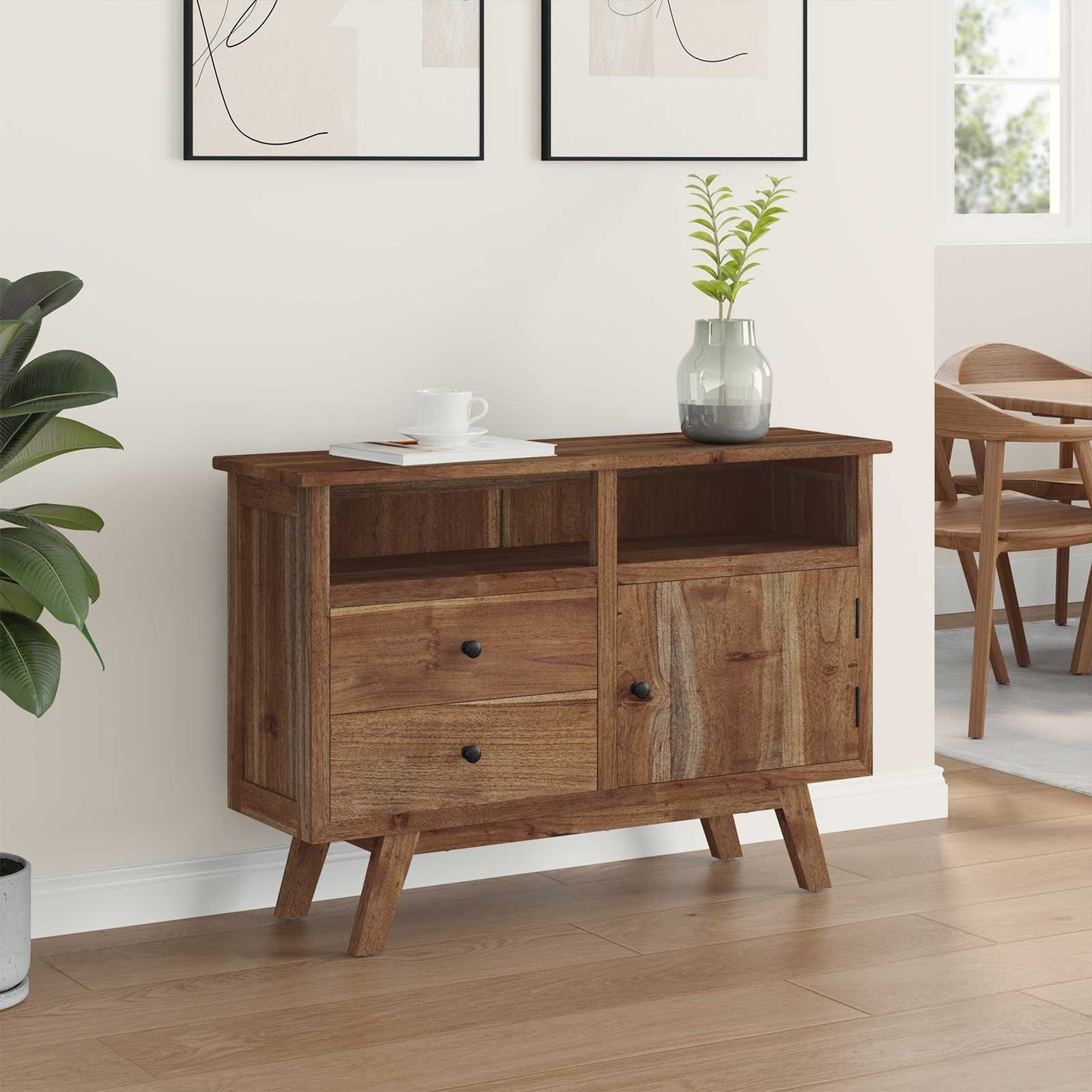 Dressoir met lade Naturel 100 x 30 x 68 cm Massief Teakhout is nu te koop bij PeponiXL, paradijselijk wonen!