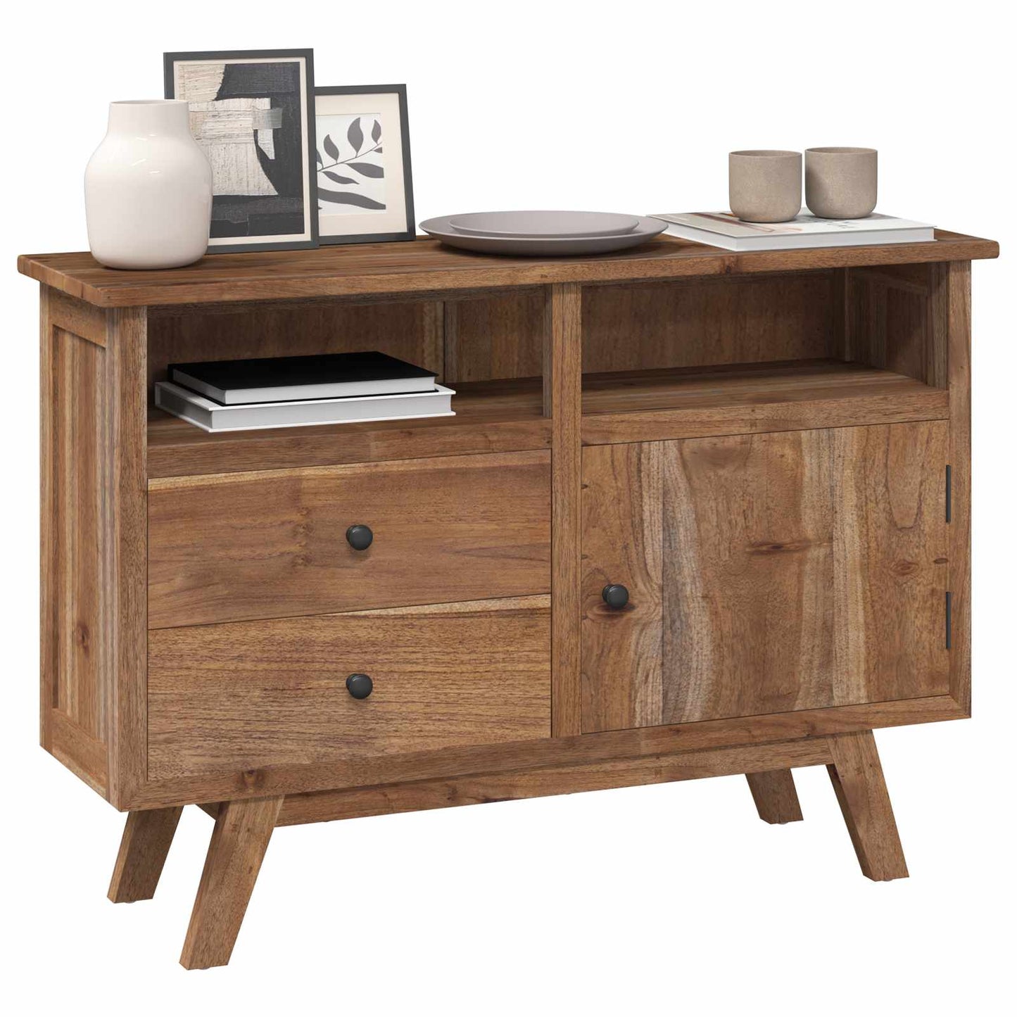 Dressoir met lade Naturel 100 x 30 x 68 cm Massief Teakhout is nu te koop bij PeponiXL, paradijselijk wonen!