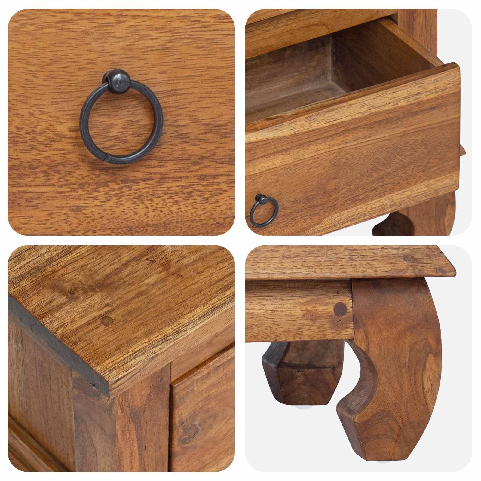 TV-standaard met lade Naturel 110 x 35 x 40 cm Massief Teakhout is nu te koop bij PeponiXL, paradijselijk wonen!