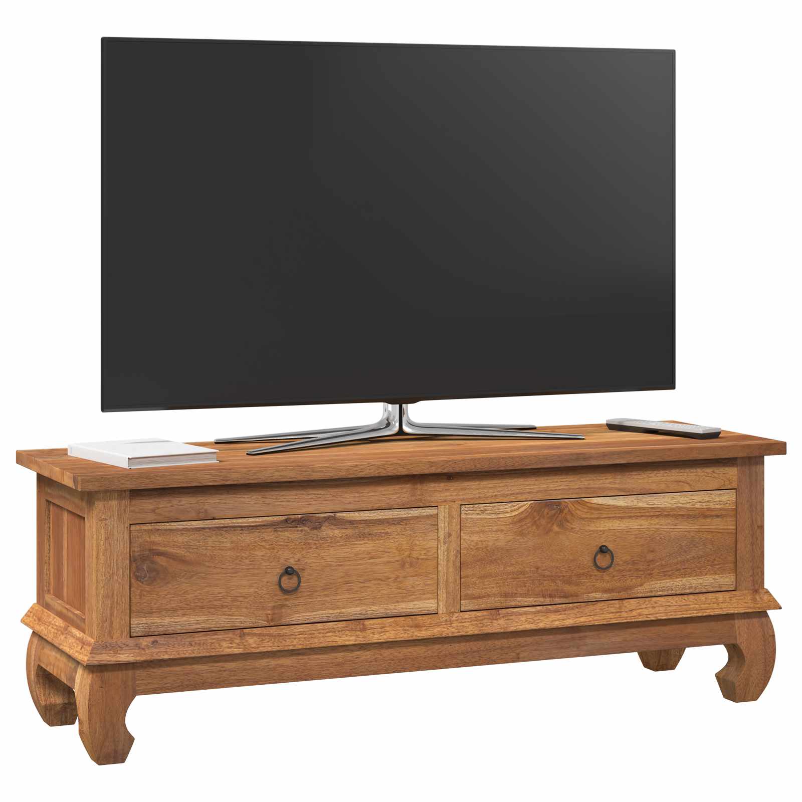 TV-standaard met lade Naturel 110 x 35 x 40 cm Massief Teakhout is nu te koop bij PeponiXL, paradijselijk wonen!