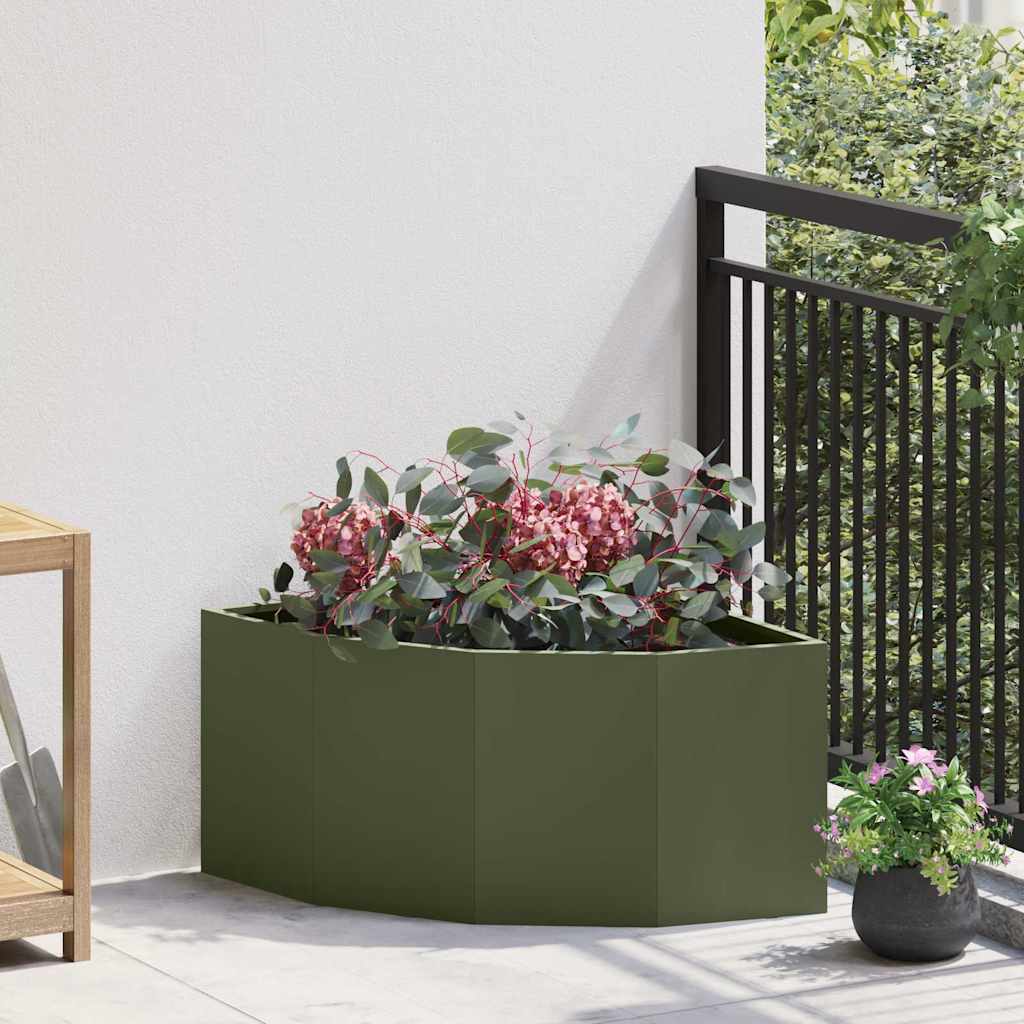 Hoek Plantbak Olijfgroen 60 x 60 x 35 cm Staal is nu te koop bij PeponiXL, paradijselijk wonen!
