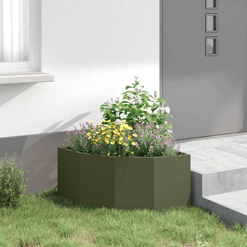 Hoek Plantbak Olijfgroen 60 x 60 x 35 cm Staal is nu te koop bij PeponiXL, paradijselijk wonen!