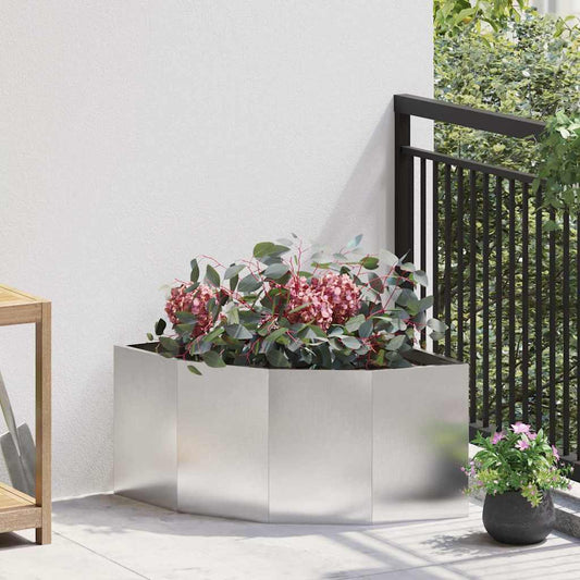 Hoek Plantbak Zilver 60 x 60 x 35 cm Roestvrij staal is nu te koop bij PeponiXL, paradijselijk wonen!