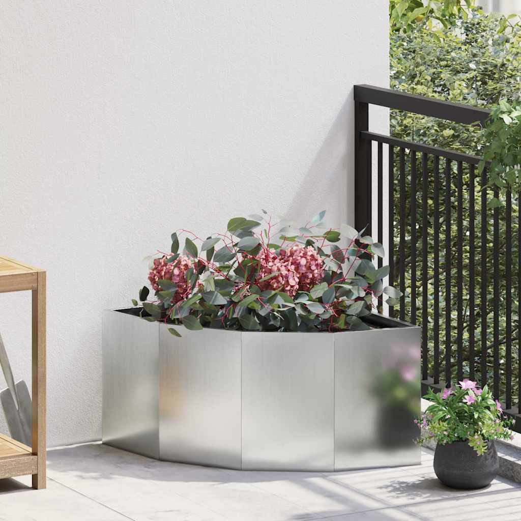 Hoek Plantbak Zilver 60 x 60 x 35 cm Gegalvaniseerd staal is nu te koop bij PeponiXL, paradijselijk wonen!
