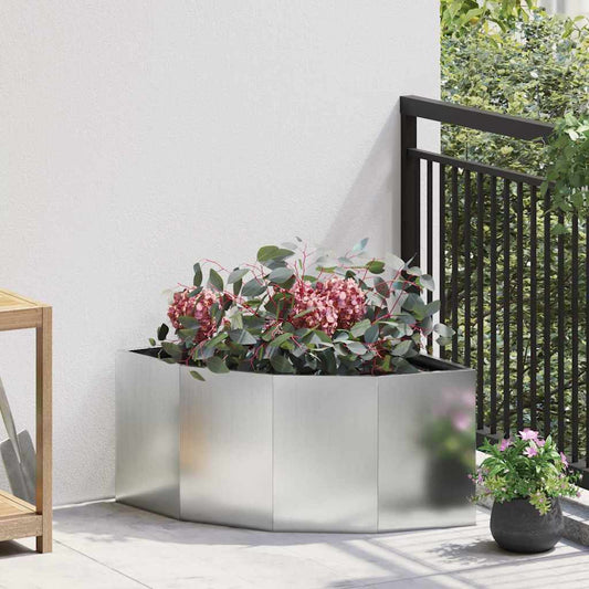 Hoek Plantbak Zilver 60 x 60 x 35 cm Gegalvaniseerd staal is nu te koop bij PeponiXL, paradijselijk wonen!