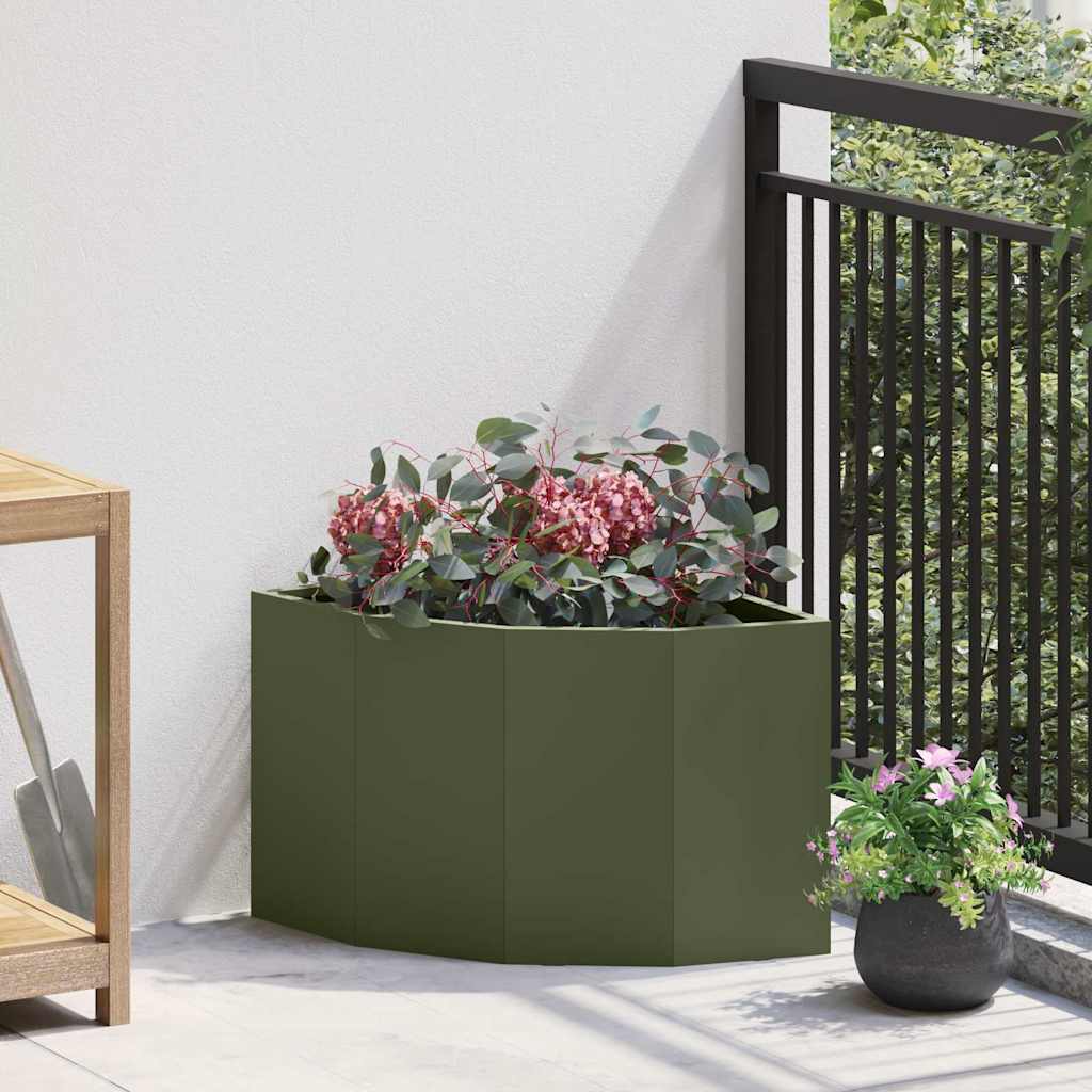 Hoek Plantbak Olijfgroen 45 x 45 x 35 cm Staal is nu te koop bij PeponiXL, paradijselijk wonen!